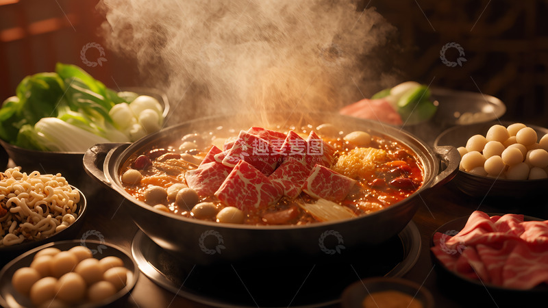 高清大图下载【趣麦麦图】美味川味火锅肉片摄影图2