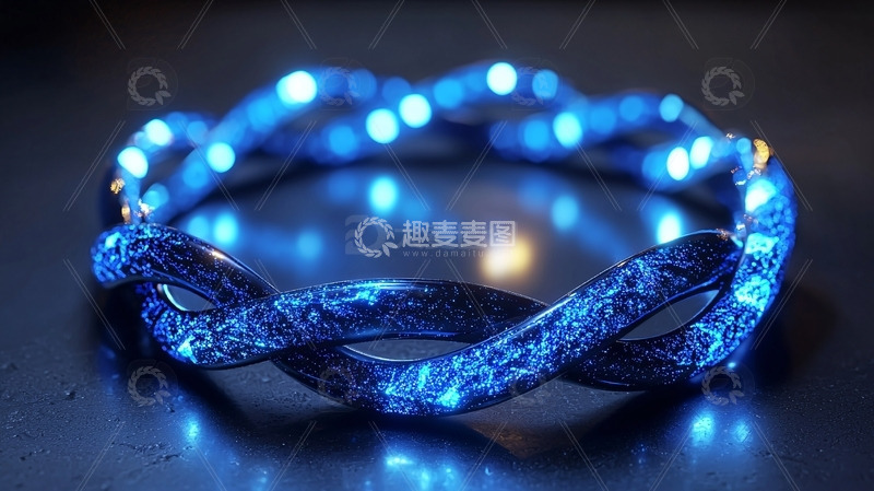 高清大图下载【趣麦麦图】蓝色发光扭曲环形物