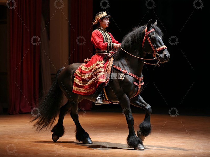 高清大图下载【趣麦麦图】弗里斯兰黑马 