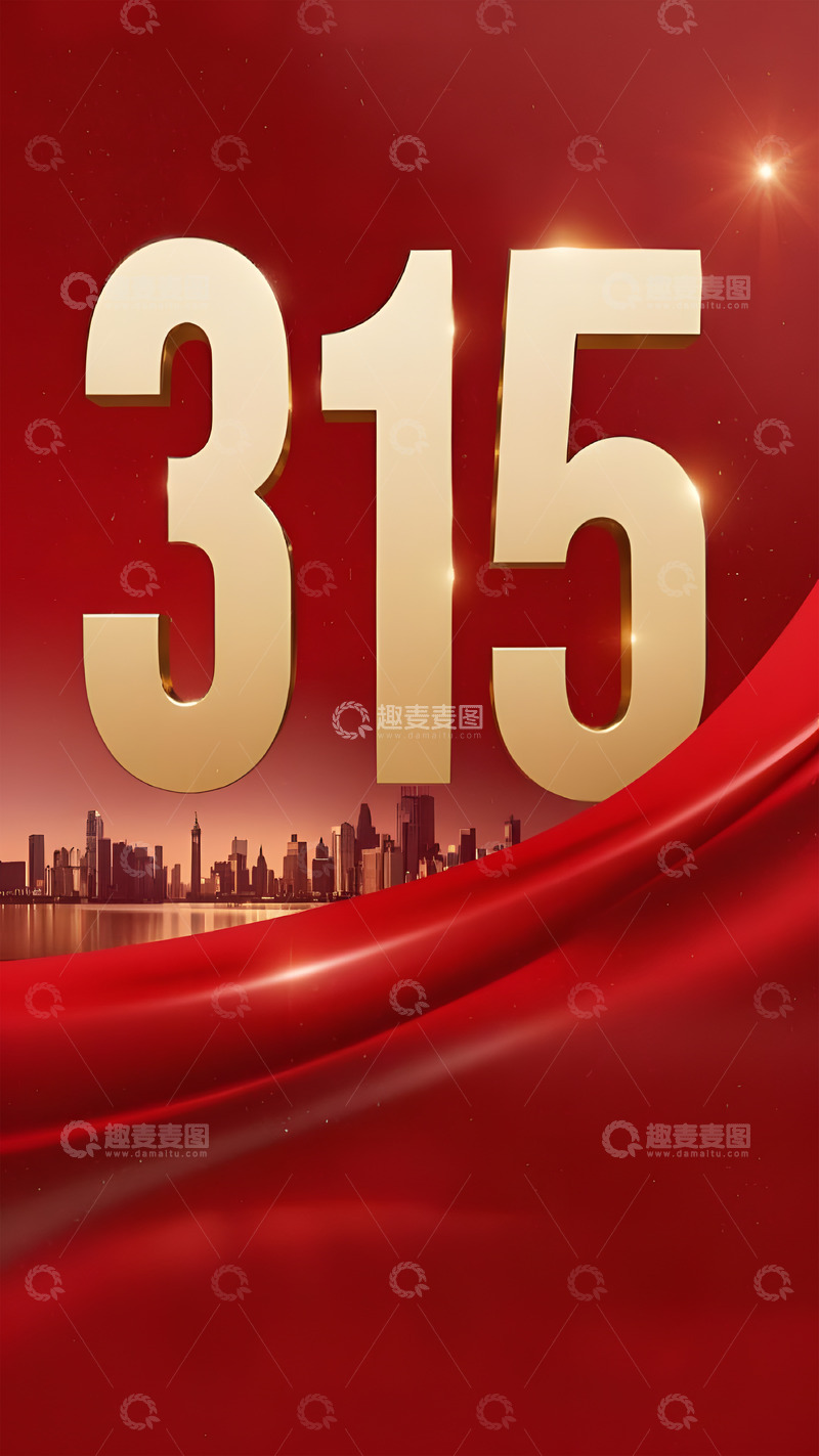 高清大图下载【趣麦麦图】315消费者权益日红色金字背景图1