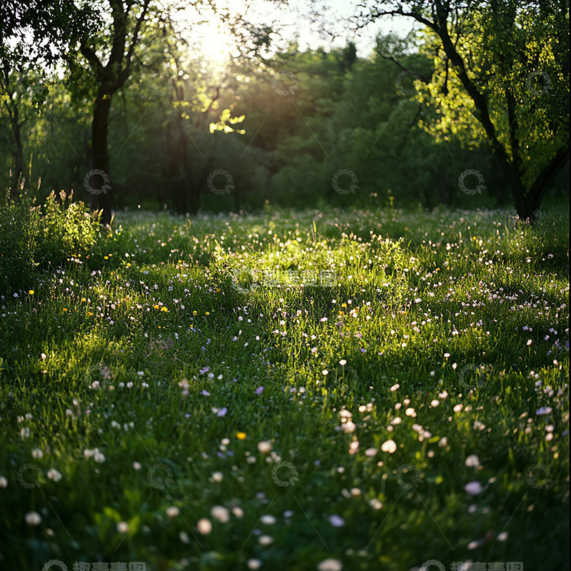高清大图下载【趣麦麦图】春天草地鲜花风景1