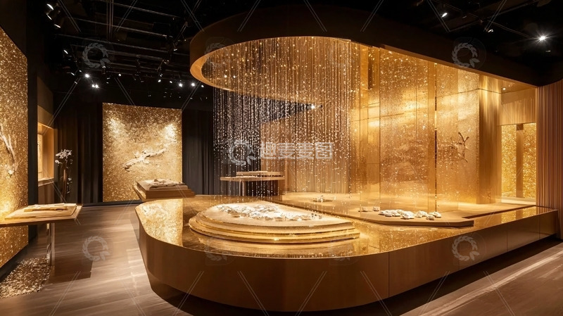 高清大图下载【趣麦麦图】金色奢华的艺术展厅