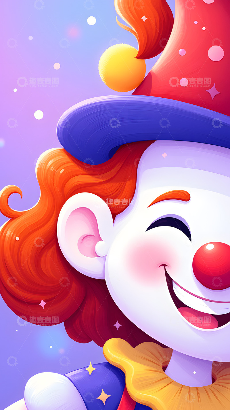 高清大图下载【趣麦麦图】愚人节可爱卡通小丑海报背景