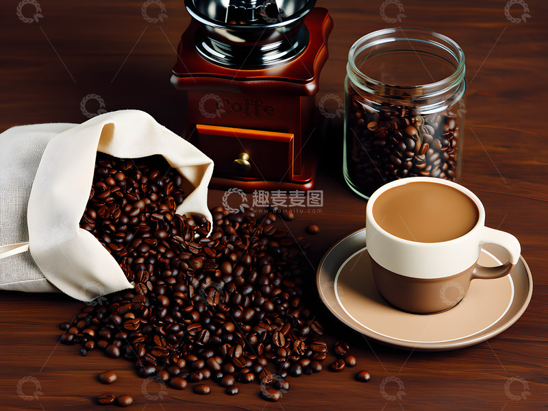 高清大图下载【趣麦麦图】咖啡杯咖啡机静物展示摄影1