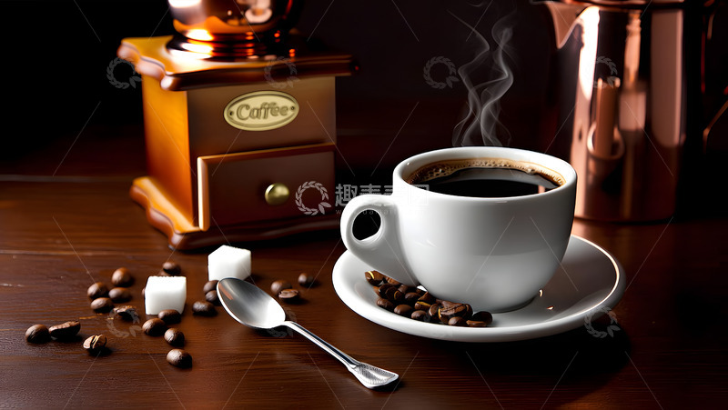 高清大图下载【趣麦麦图】咖啡杯咖啡机静物展示摄影