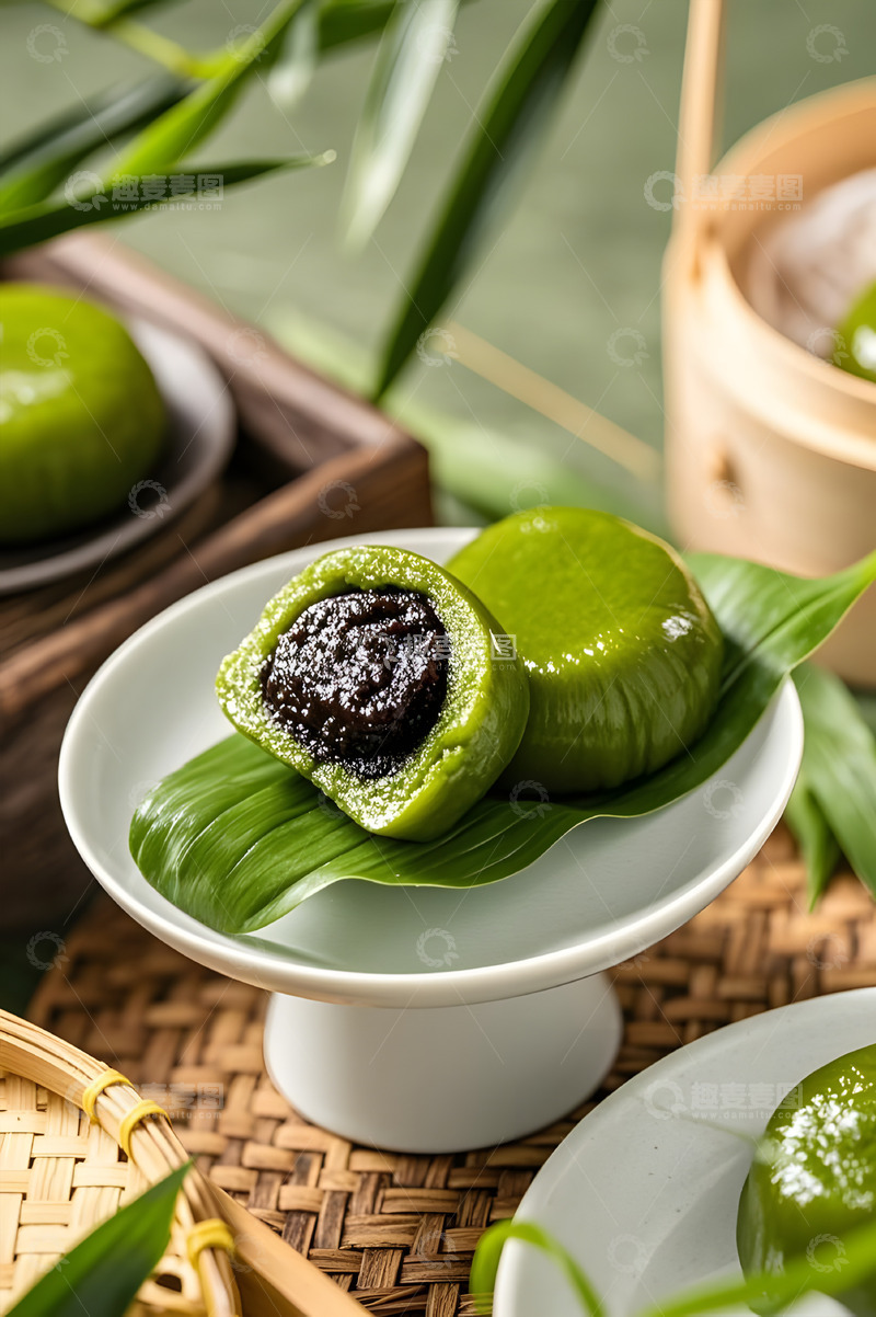 高清大图下载【趣麦麦图】传统青团清明节美食摄影
