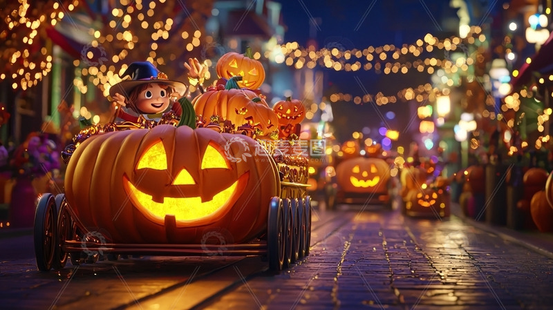 高清大图下载【趣麦麦图】南瓜灯车队