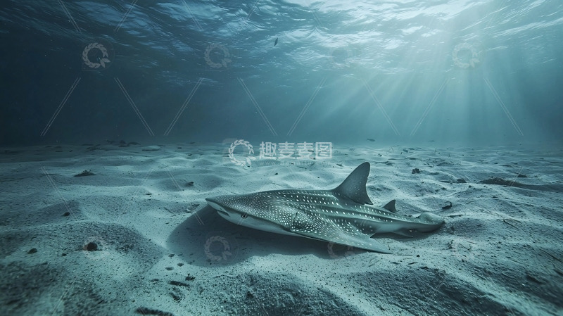 高清大图下载【趣麦麦图】阳光下沙地上的鲨鱼