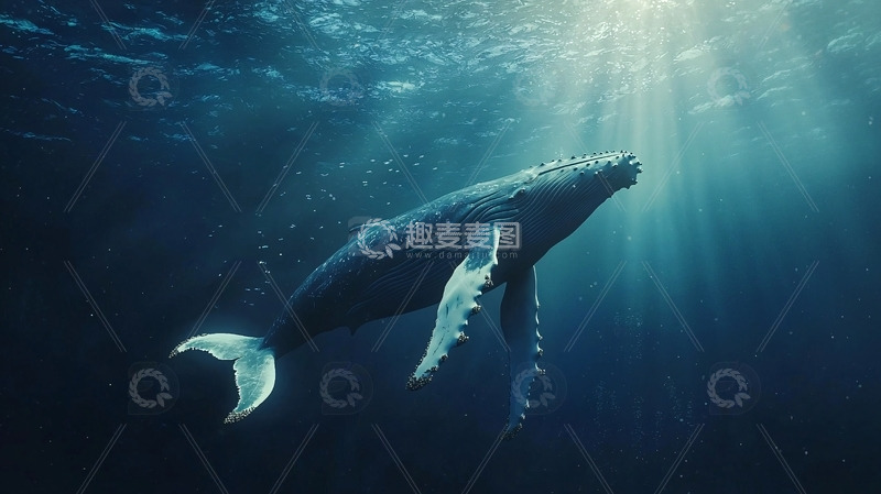 高清大图下载【趣麦麦图】阳光照射下的鲸鱼