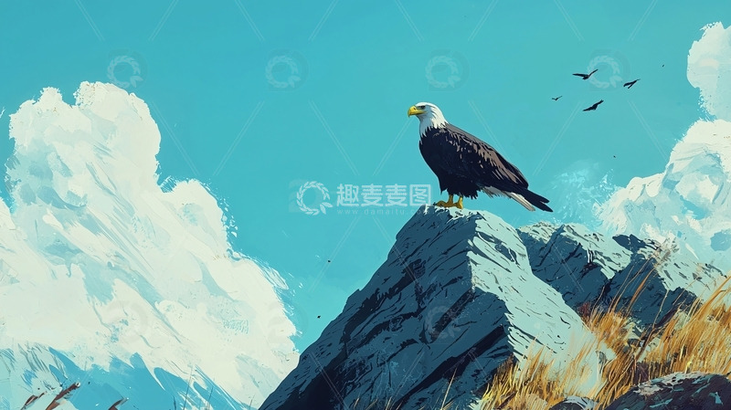 高清大图下载【趣麦麦图】秃鹰山顶远眺