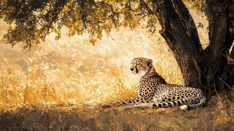 高清大图下载【趣麦麦图】树荫下休息的猎豹