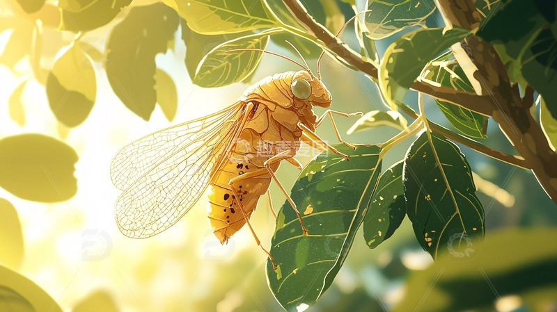 高清大图下载【趣麦麦图】阳光下的蝉