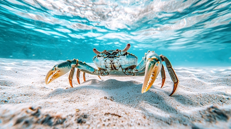 高清大图下载【趣麦麦图】清澈海水下的螃蟹