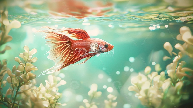 高清大图下载【趣麦麦图】水下梦幻红鱼