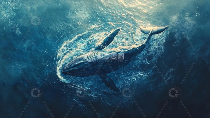 高清大图下载【趣麦麦图】深海巨鲸艺术画