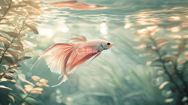 高清大图下载【趣麦麦图】水下粉色斗鱼