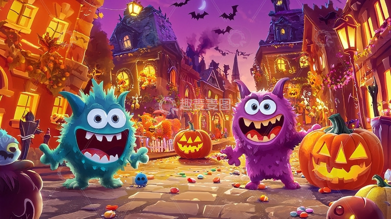 高清大图下载【趣麦麦图】万圣节卡通怪物