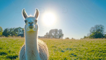 阳光下快乐的羊驼