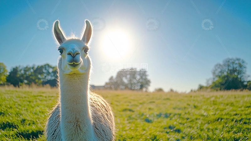 高清大图下载【趣麦麦图】阳光下快乐的羊驼