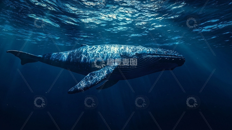 高清大图下载【趣麦麦图】深海中优雅的鲸鱼