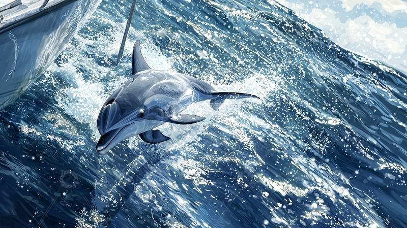 高清大图下载【趣麦麦图】海豚跃出海面