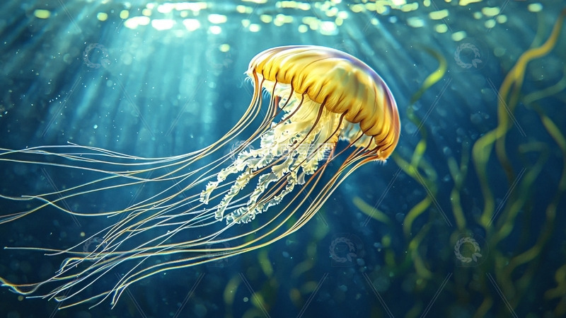 高清大图下载【趣麦麦图】阳光下的金色水母