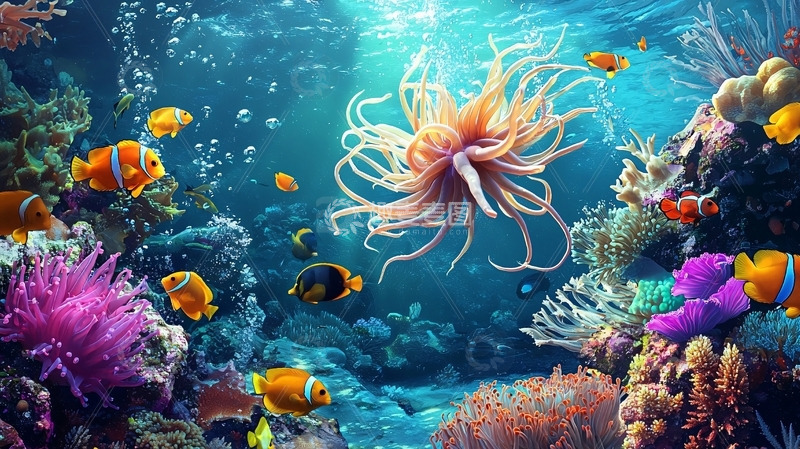 高清大图下载【趣麦麦图】海底世界珊瑚礁鱼群