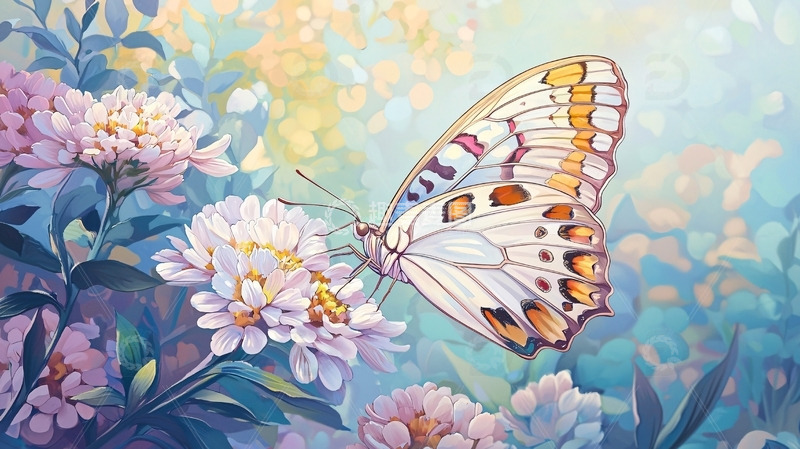 高清大图下载【趣麦麦图】蝴蝶花卉图