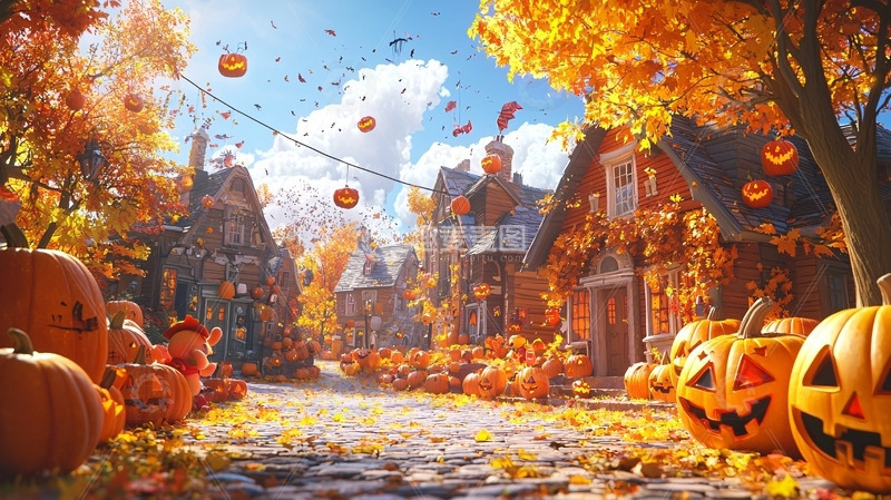 高清大图下载【趣麦麦图】秋日南瓜小镇