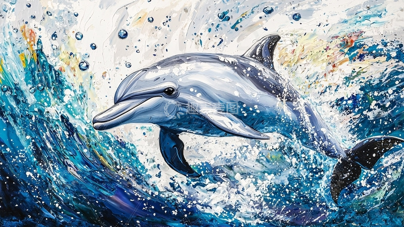 高清大图下载【趣麦麦图】海豚跃出海浪