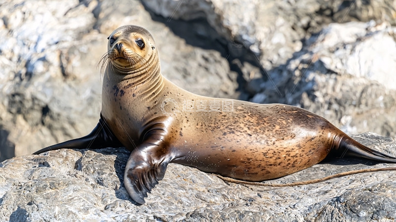 高清大图下载【趣麦麦图】海豹岩石上休息