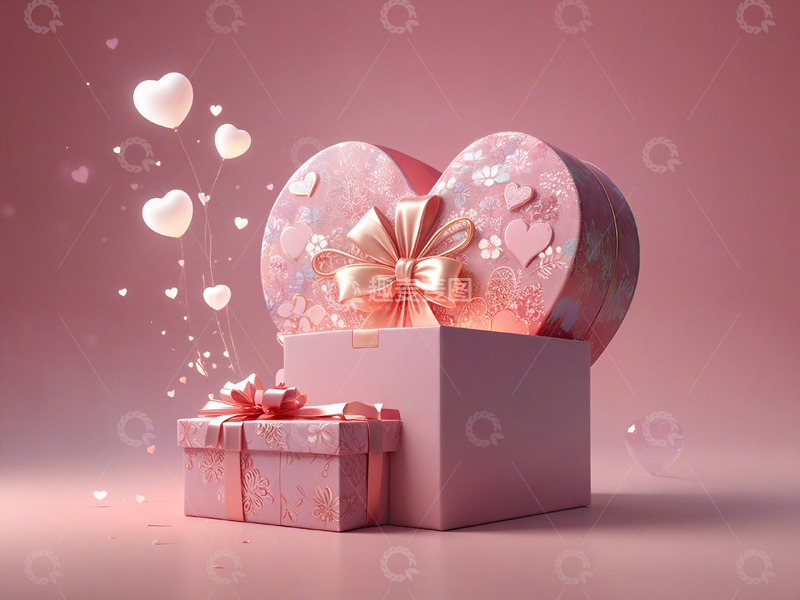 高清大图下载【趣麦麦图】520情人节浪漫粉色礼物礼品盒素材3