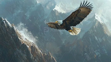 雄鹰飞越雪山