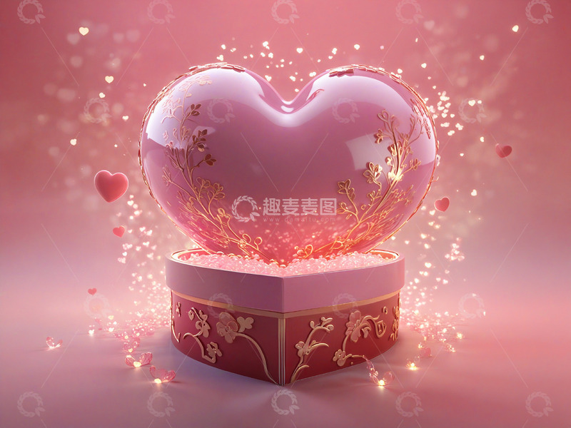 高清大图下载【趣麦麦图】520情人节浪漫粉色礼物礼品盒素材4