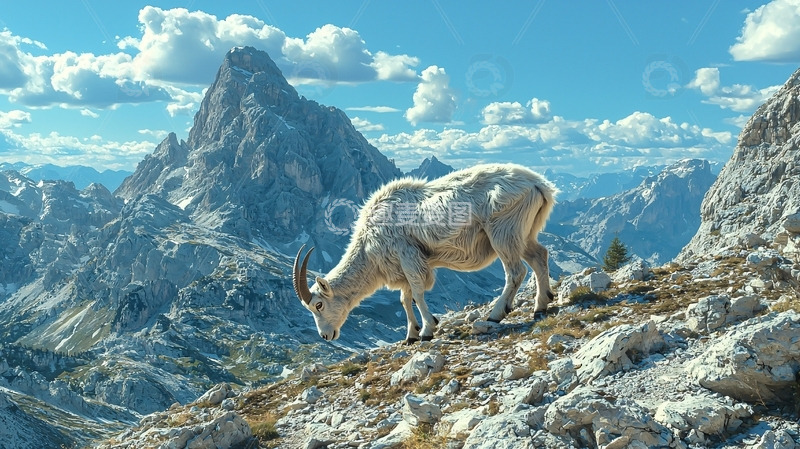 高清大图下载【趣麦麦图】山羊在阿尔卑斯山吃草