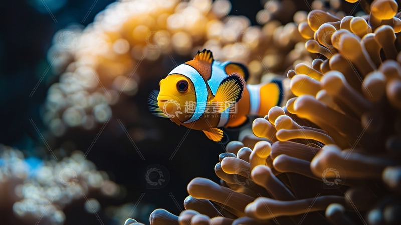 高清大图下载【趣麦麦图】小丑鱼珊瑚礁高清特写