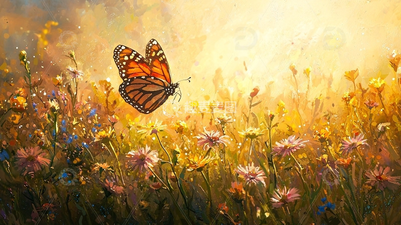 高清大图下载【趣麦麦图】阳光下飞舞的帝王蝶
