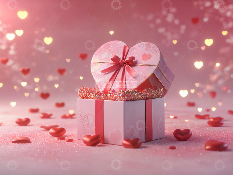 高清大图下载【趣麦麦图】520情人节浪漫粉色礼物礼品盒素材1