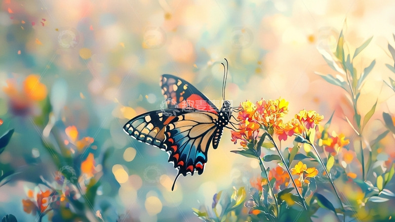 高清大图下载【趣麦麦图】彩色蝴蝶花丛