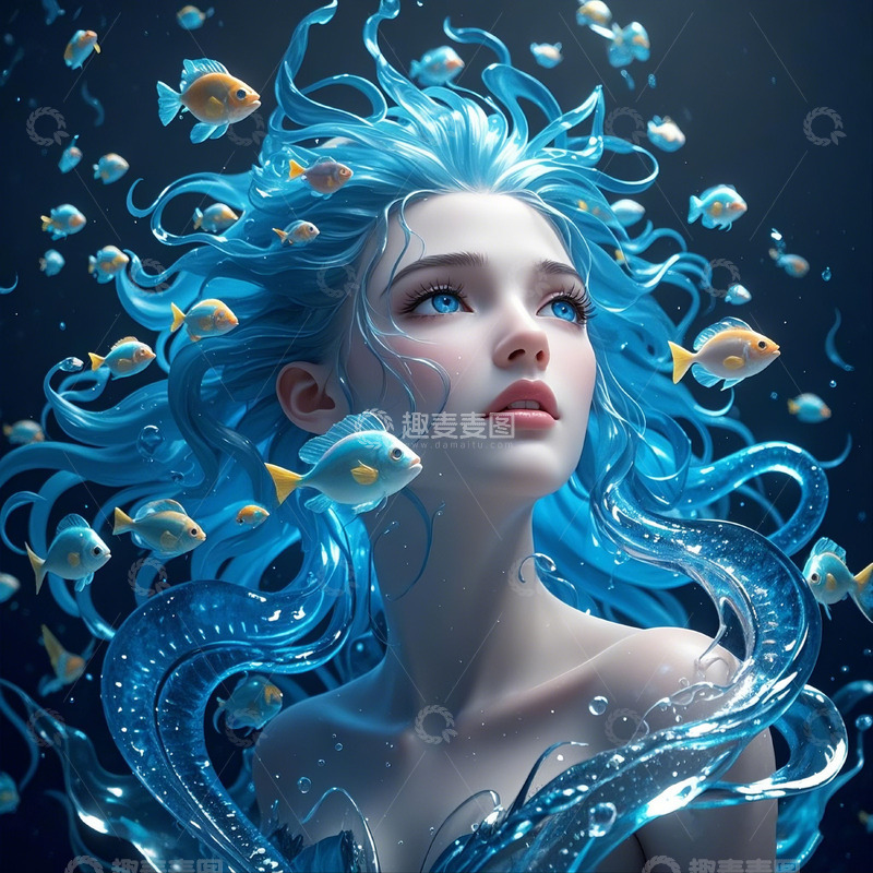 高清大图下载【趣麦麦图】3D透明水质背景