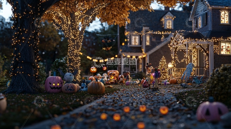 高清大图下载【趣麦麦图】万圣节夜景庭院派对