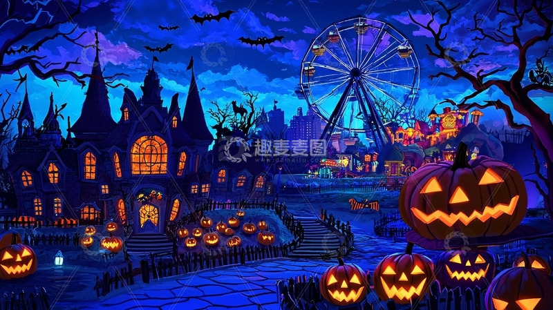 高清大图下载【趣麦麦图】万圣节主题黑暗城堡