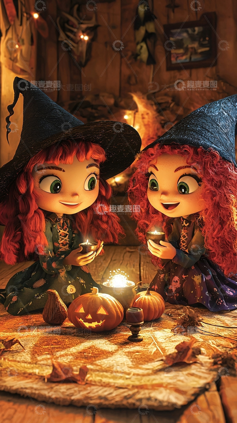 高清大图下载【趣麦麦图】可爱小女巫万圣节