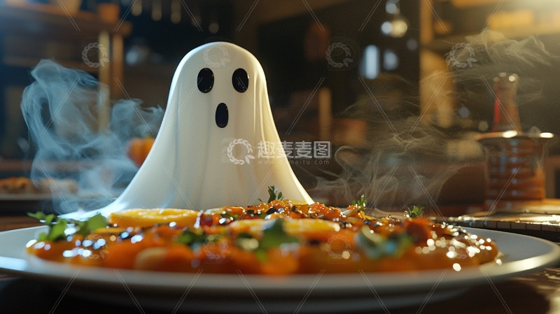 高清大图下载【趣麦麦图】蒸汽鬼魂造型食物