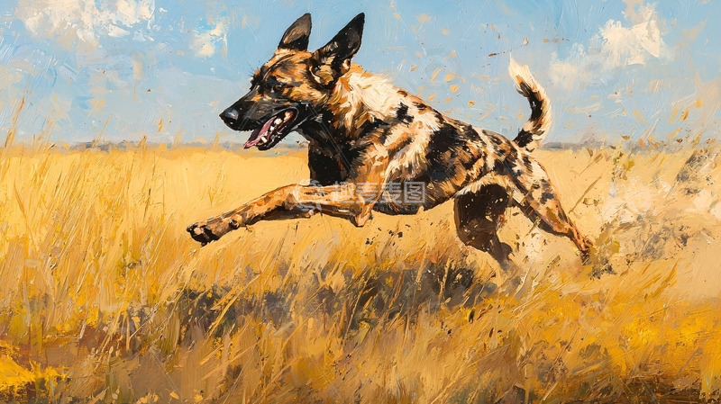 高清大图下载【趣麦麦图】奔跑的非洲猎犬