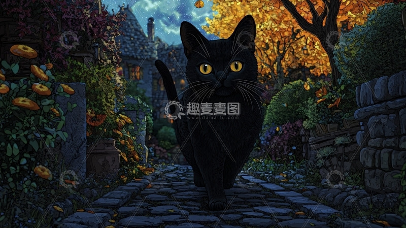 高清大图下载【趣麦麦图】黑猫