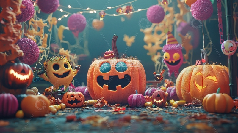 高清大图下载【趣麦麦图】万圣节南瓜灯场景