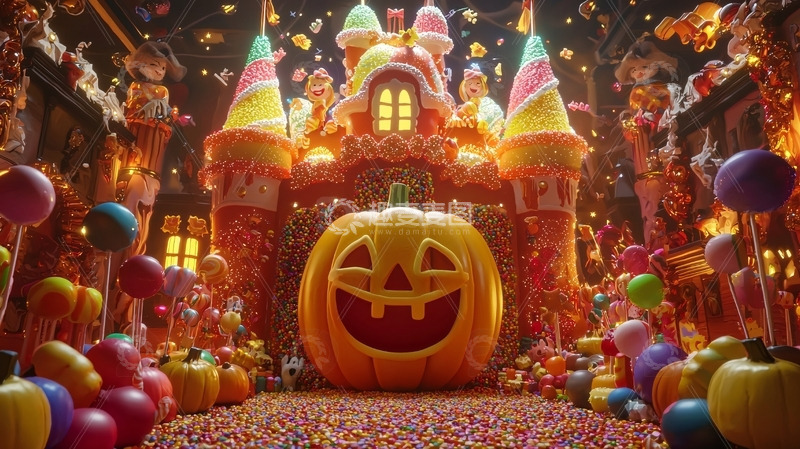 高清大图下载【趣麦麦图】糖果城堡万圣节南瓜