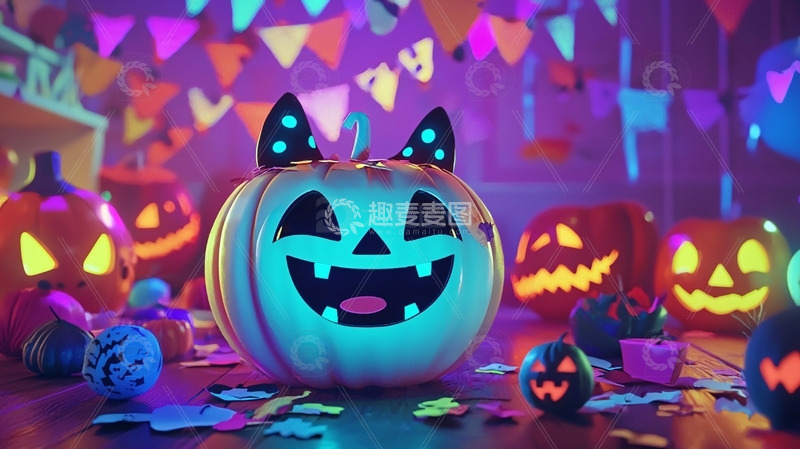 高清大图下载【趣麦麦图】卡通南瓜灯