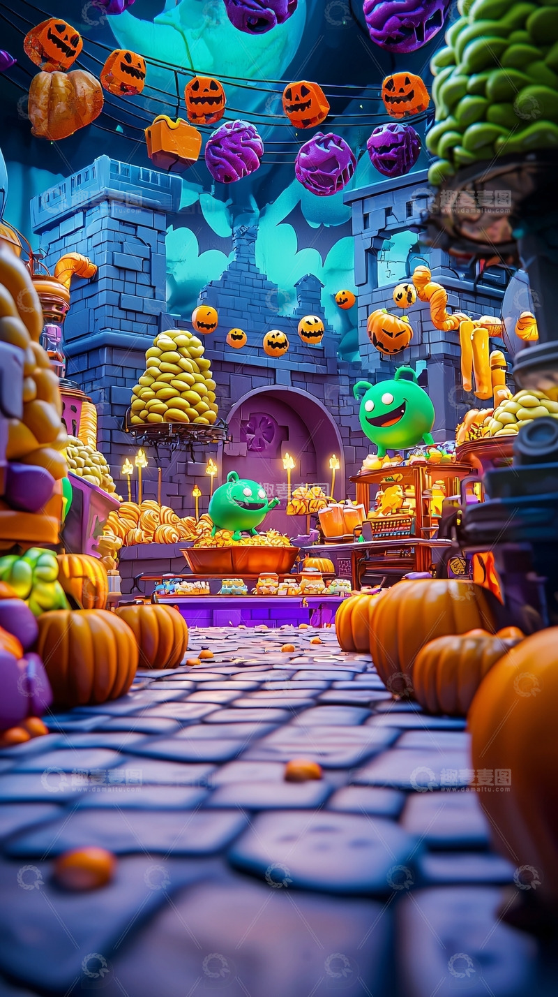 高清大图下载【趣麦麦图】万圣节南瓜灯主题场景